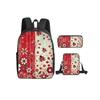 Coccinella Fiore Fungo Set da 3 Pezzi Zaino con Borsa a Tracolla, Astucci per Ragazzo/Ragazza Miglior Regalo Cartoni Animati Zainetti Scolastici per Studenti