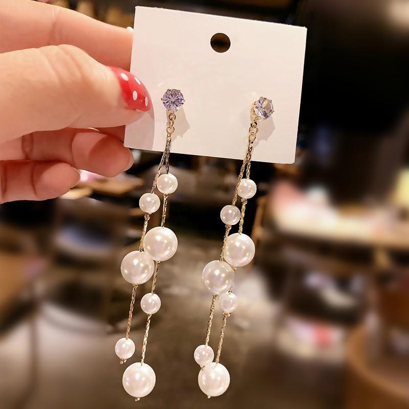 S925 Silver Geometric Tassel Stud Earrings: Fashionable Korean Style, Elegant Design, Versatile for Women