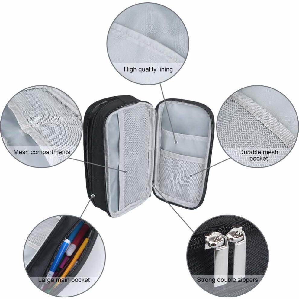 Pencil Case, Large Capacity Pencil Cases Pen Case Pencil Bag Pouch with Big Compartments for School Student Boys Girls and Office, Black