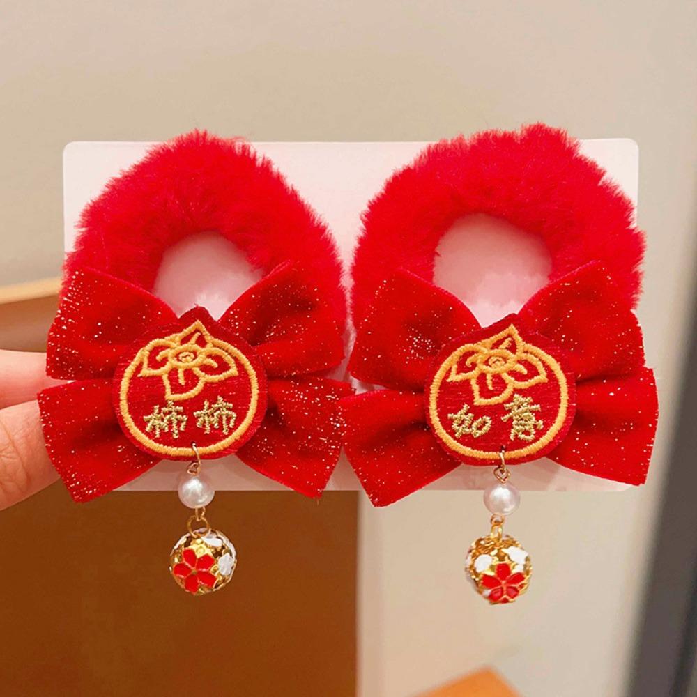 Red Red Bow Hair Ring Chinese Style Headwear Princess Horsetail Holder Hanfu Headwear