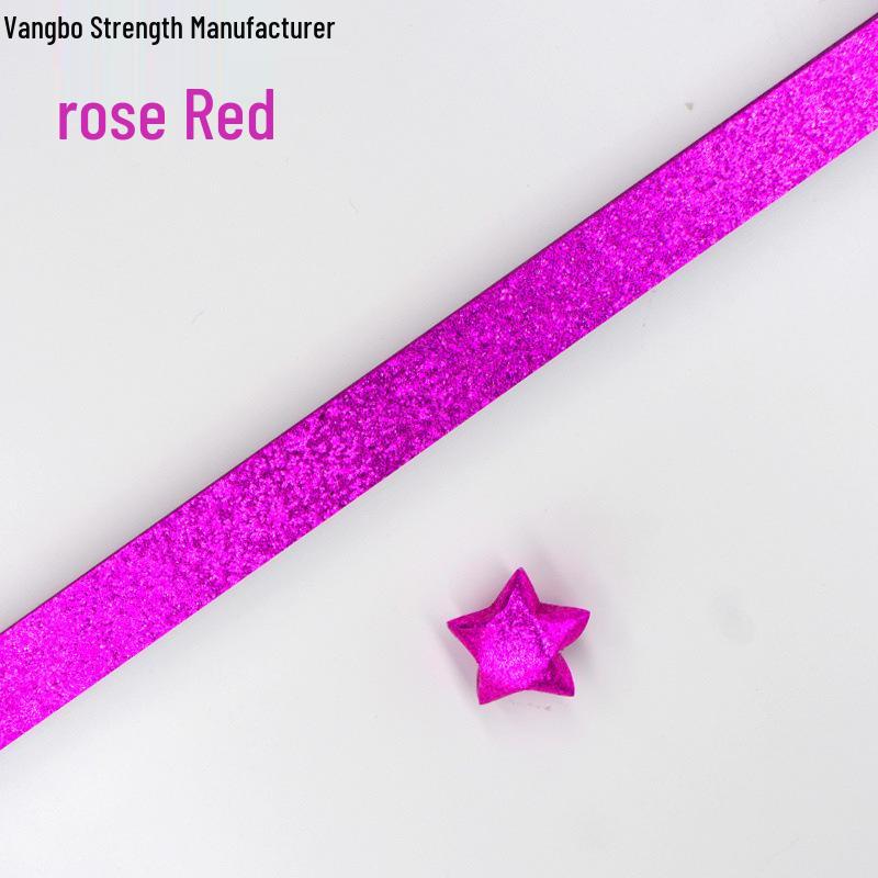 Silver Star Origami Paper Strips with Rhinestones Glitter - Pastel Colors for Lucky Five-Pointed Stars.
