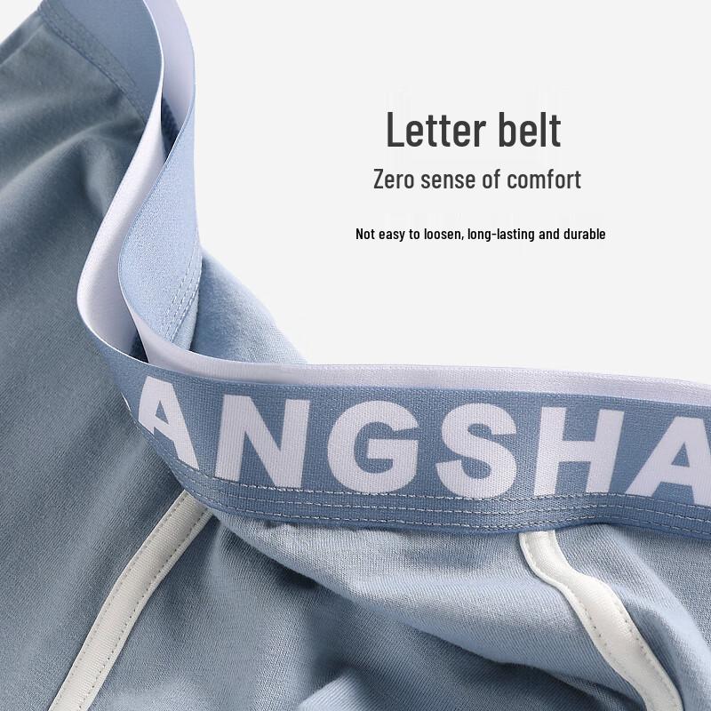 Langsha Men's 7A Antibacterial Cotton Boxer Briefs 4-Pack