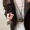 Leopard-pattern Leather Headphones, Key Bag, Purse, Necklace, Vintage Sweater Chain, High-end Accessory Jewelry