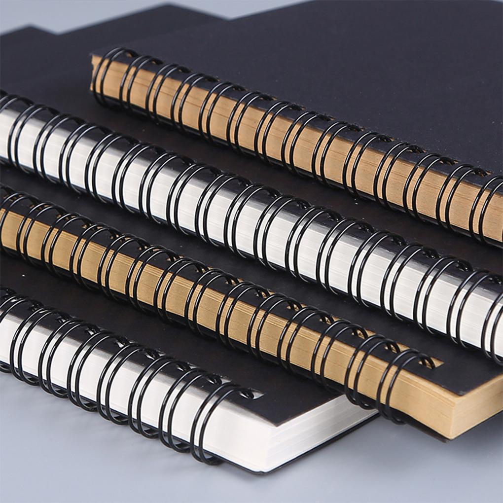 2pieces Double Spiral Office Stationery Supplies Kraft Coil Sketchbook Sketchbook Kraft Notebook