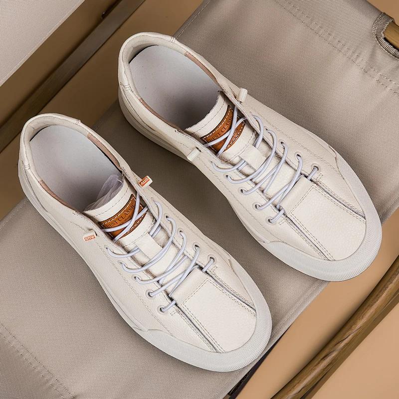 Modne Luksusowe Markowe Trampki Męskie Prawdziwa Skóra Buty Codzienne Męskie Nowe Antypoślizgowe Modne Obuwie Outdoor Ręcznie Robione Wysokiej Klasy Buty Męskie