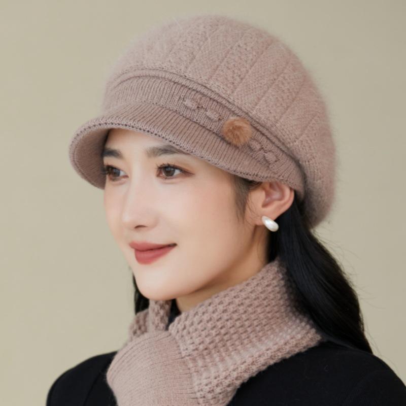 Women's Knitted Hat for Fall Winter - Lightweight Elastic Fit Warm Hat, Solid Color Short Brim Hat