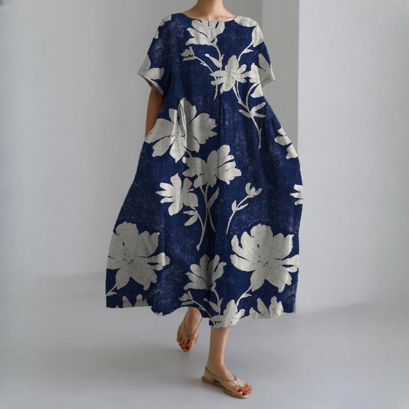 IHUASU 3D Lingering Hemp Crafted Short Sleeve Women's Dresses