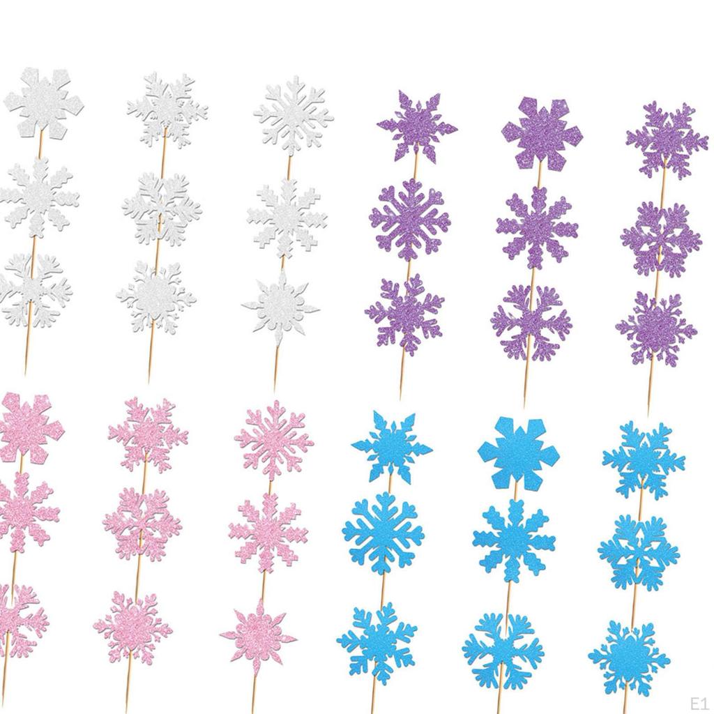 48x Weihnachts-Cupcake-Topper Kuchen Dekoration DIY Winterthema Schneeflocke