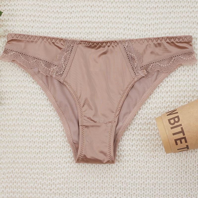 Ladies Summer Thin Sexy Lace Seamless Mesh Breathable Low Waist Triangle Briefs