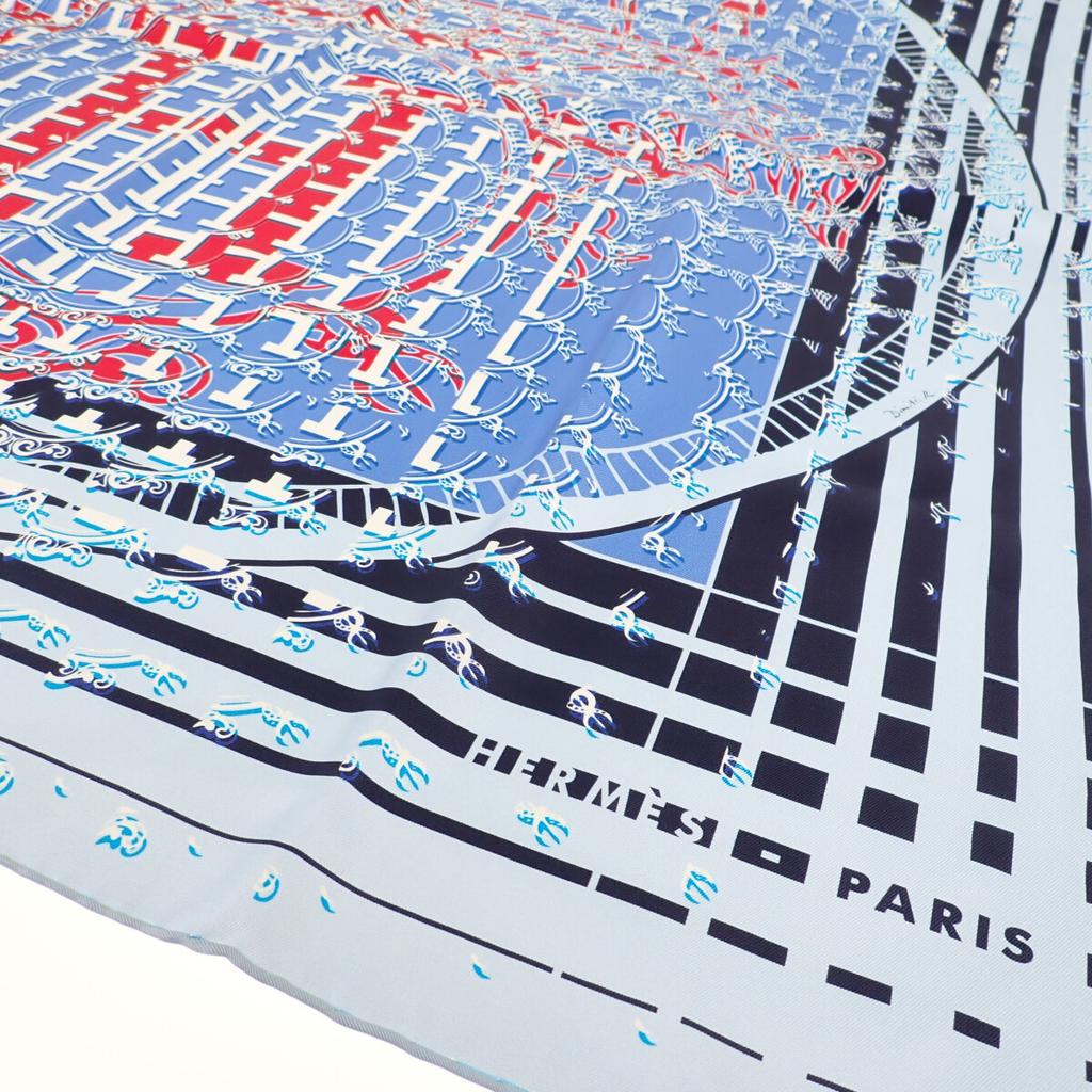 HERMES   scarf blue silk Women