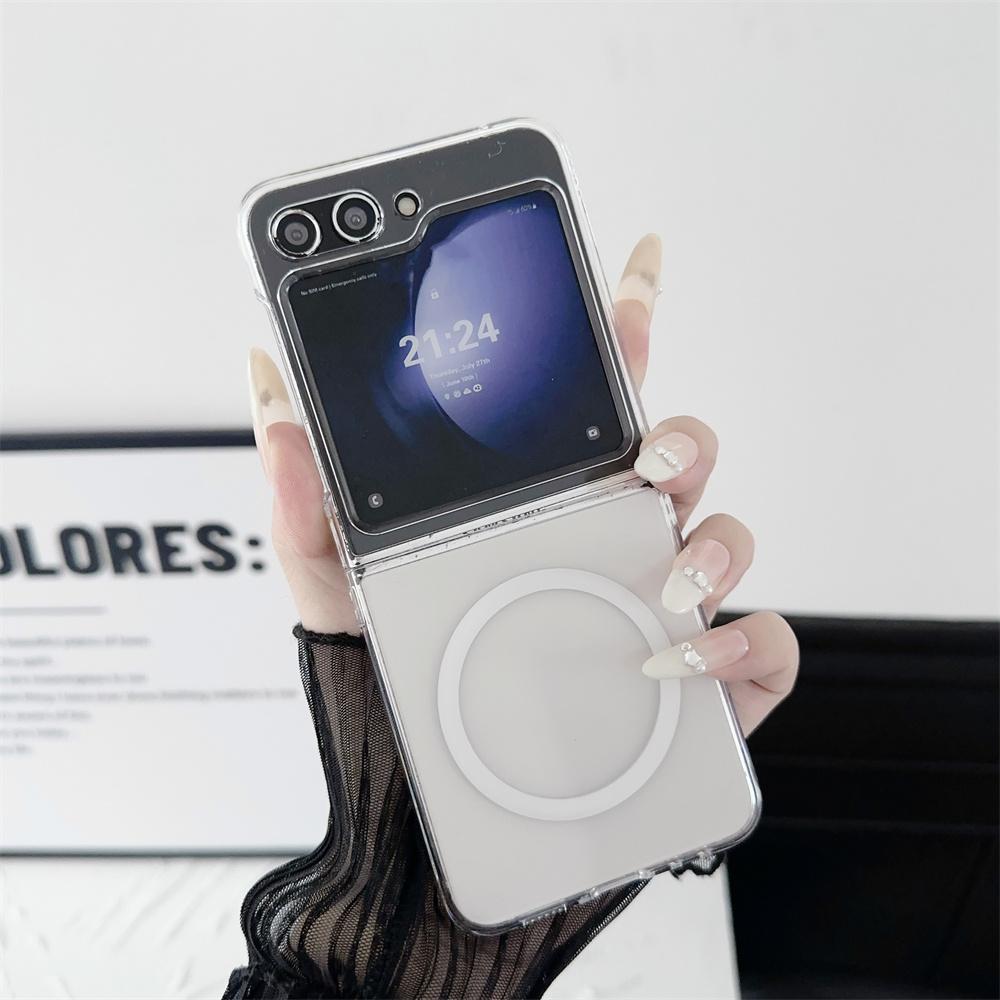 

Luxury Transparent Hinge Case for Samsung Galaxy Z Flip 6 5 4 3 7 flip6 Magnetic Clear Acrylic Shockproof Hard Slim Cover for Samsung Z Flip 6