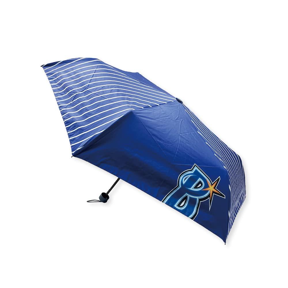 TRYL Yokohama DeNA Baystars Striped UV Blue Umbrella, 55cm, Windproof, Resistant, Folding,