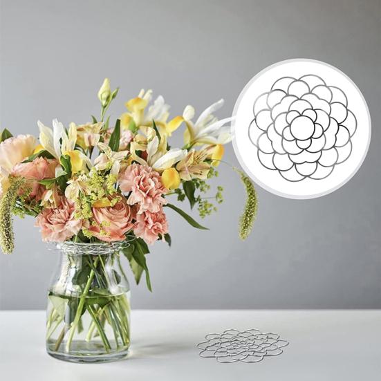 Floral Grid Organizer Stainless Steel 4" 5" 6" Flower Frog Wire Floral Arrangement Grid for Vases Bouquets Dining Table Decoration