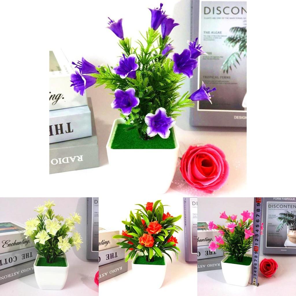 Miniature Potted Faux Flowers With Lilies Roses And Cones For Home Decor And Gift Ideas