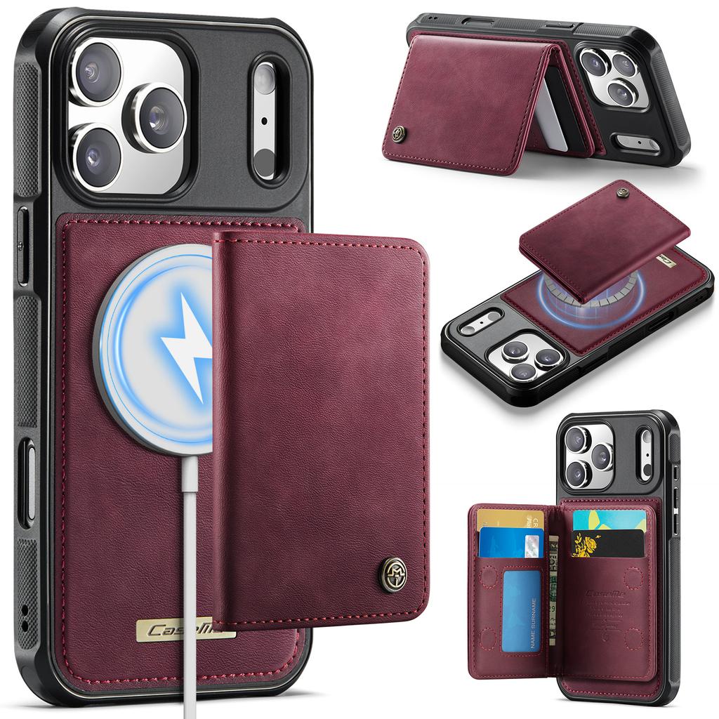 For iPhone 17 Pro Max Magnetic Case CASEME ME80 Series Leather PC TPU Phone Cover with Detachable Wallet