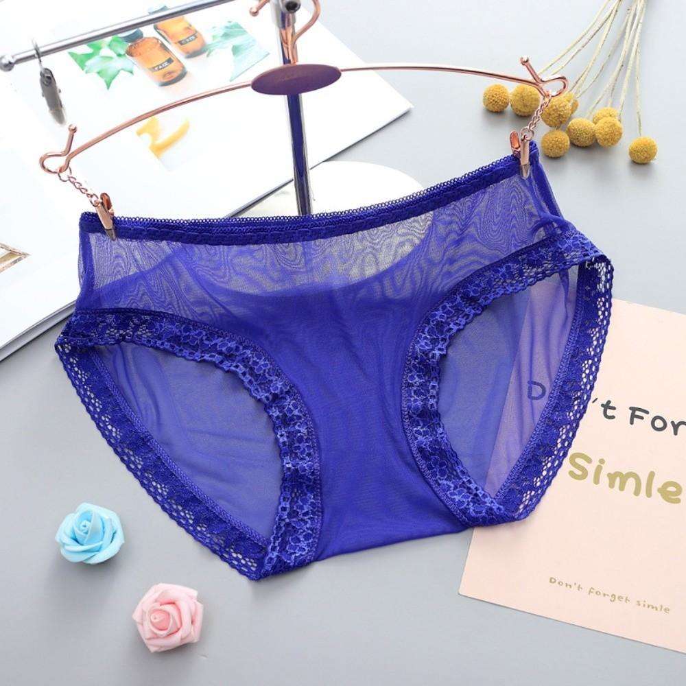 Fashion Low Waist Sheer Mesh Lace Thong Seamless Transparent Lace Flower Briefs Women Hollow One-piece Romantic T Panties Ladies