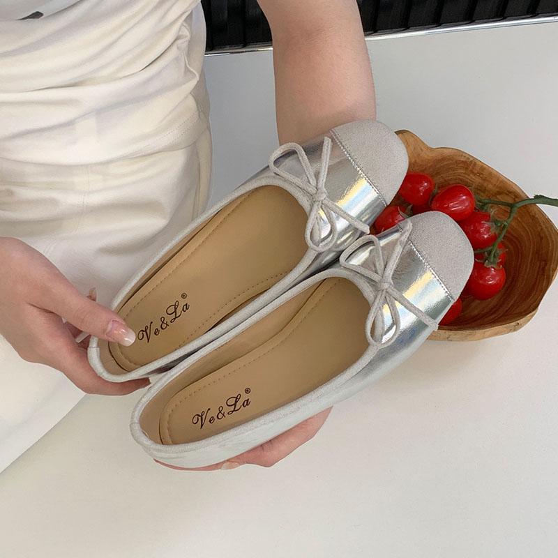 Móda 2025 Nová móda Dámské baleríny s mašlí Boty Dámské mělké Dámské baleríny Nazouvací boty se zvyšující podrážkou Obuv