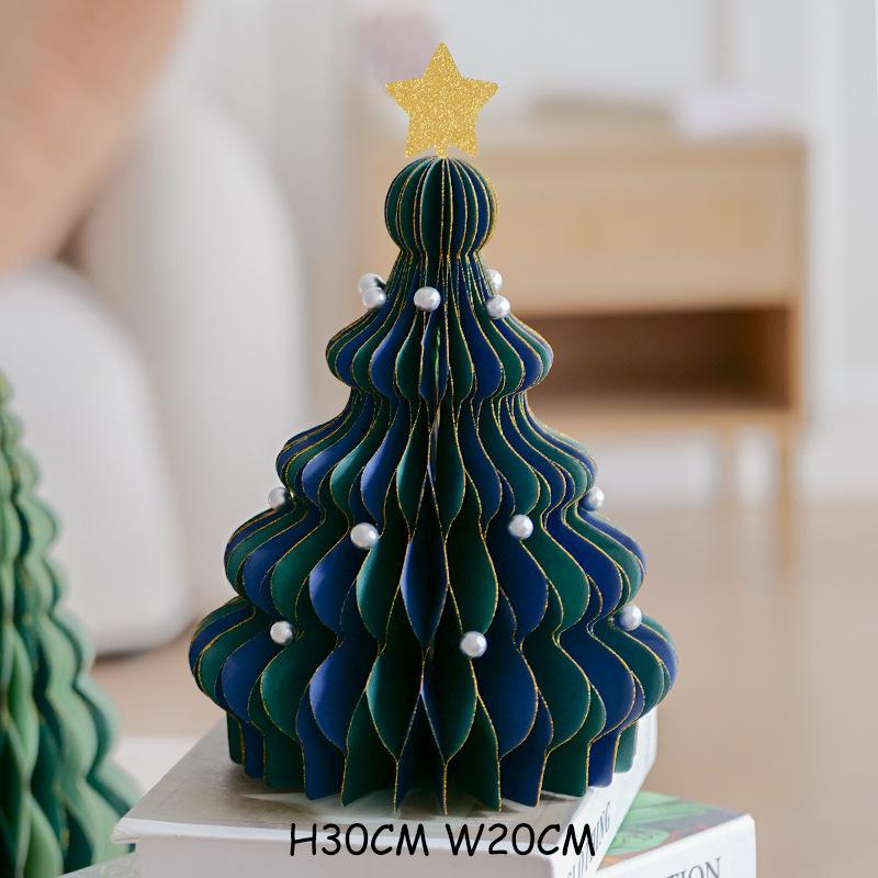 Brad de Crăciun din hârtie tip fagure 3D Moș Crăciun Minge tip fagure Aranjament central de masă Decorațiuni pentru petrecerea de Crăciun Ornamente de birou