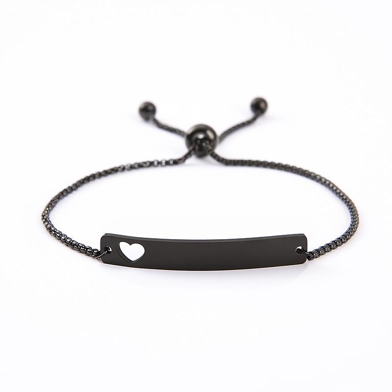 Adjustable Stainless Steel Butterfly Heart Engraving Bracelet