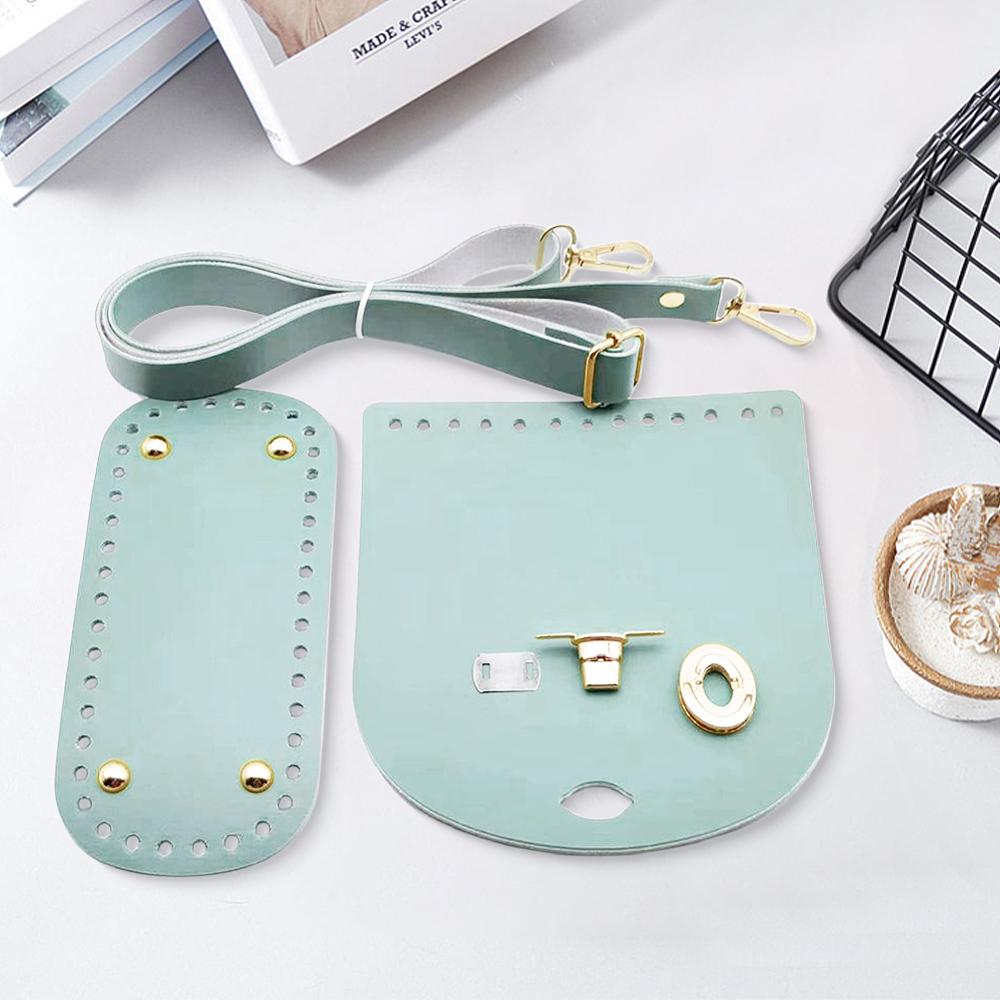 1 Set DIY PU Leather Crochet Crossbody Bag Kit, Including PU Leather Sheets, Strap, Metal Findings, Golden, Aquamarine, 600~1250mm