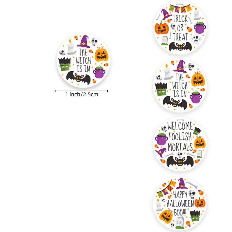 2.5CM , 500 Pieces, Roll Up, Happy Halloween, Children's Toy Stickers, Animal Thank You Decorations, Adhesive Stickers, Party Decoration Labels