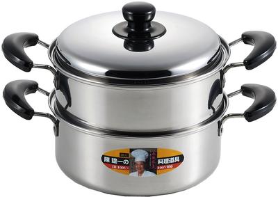 Tamahashi Chen Kenichi Steamer, 22cm, IH and Gas Stove Compatible, Two-Tier, Stainless Steel, Chen Kenichi Official Brand, Double-Handled Pot with