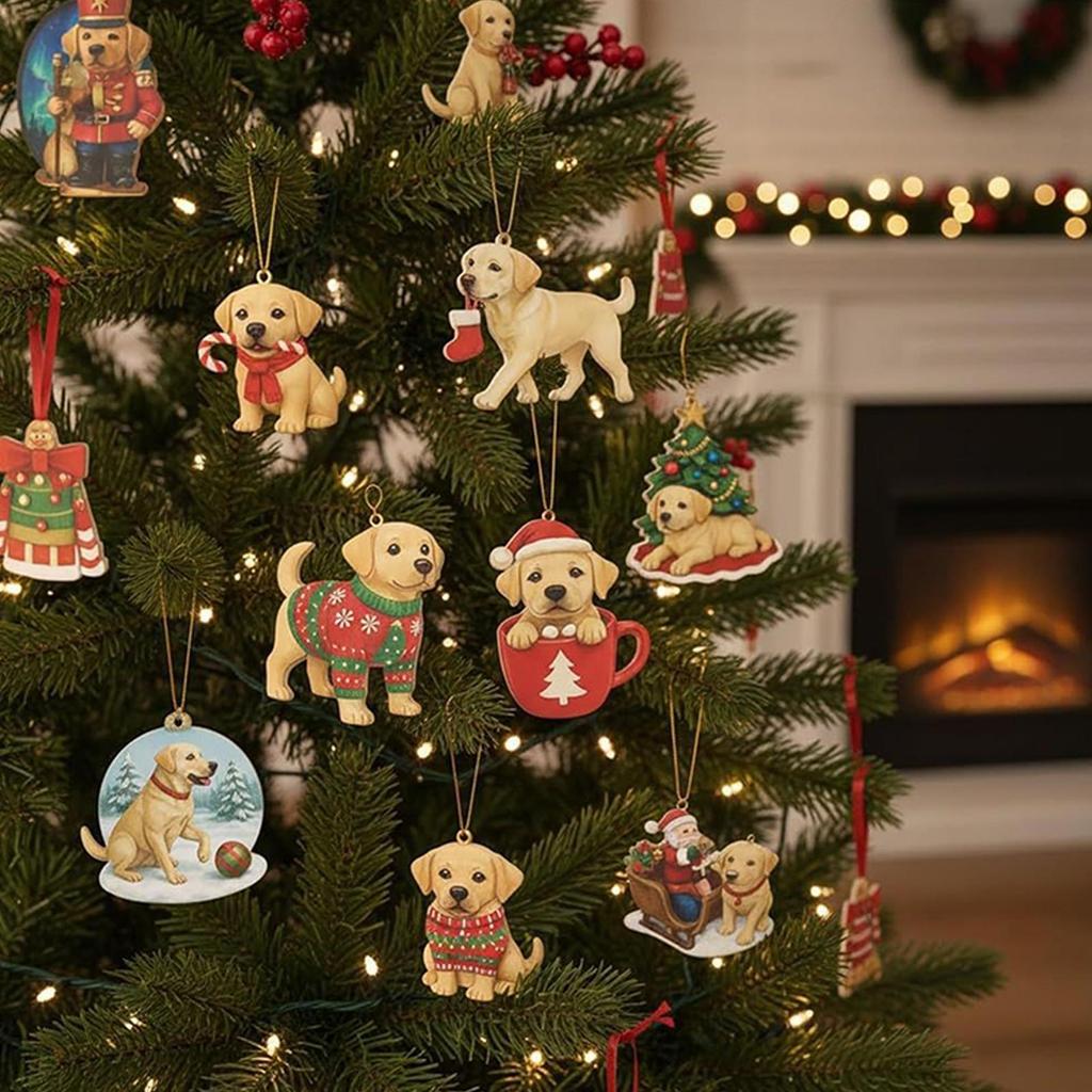Dog Christmas Advent Calendar 2D Acrylic Ornaments Home Farmhouse Wall Hanging Decor Holiday Countdown Gifts for Dog Lovers