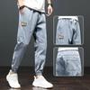 Pantaloni Estivi da Uomo in Tessuto di Cotone Sottile 2026 Retro Colore Unico Lavati alla Caviglia Larghi Casual Pantaloni da Trekking Jogging Taglia Grande S-5XL