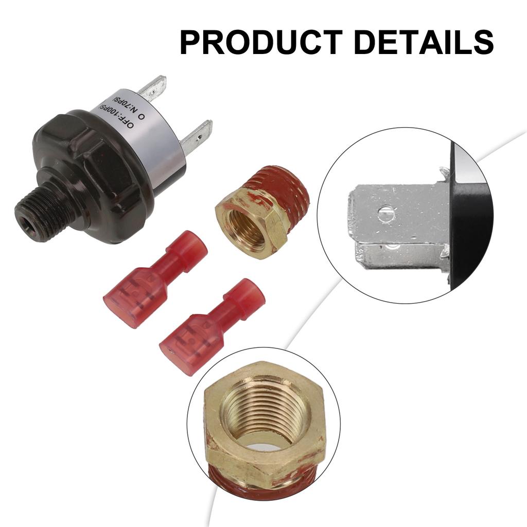 New Practical Pressure Switch For 12V Compressors 6x2x2cm For Tank Mount Heavy Duty Kits Metal NPT1/8 For Air Horns