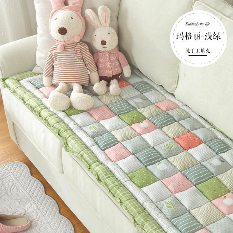 

Садовый шик Хлопковый защитный чехол для дивана Сращивание Защита от царапин кошек Нескользящий Утолщенный Чехол для дивана для дома Гостиная Подушка для дивана 60x160cm 1pcs