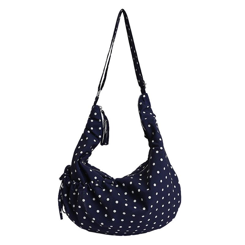 

Korean Wave Dot Armpit Bag Female Girl Style Shoulder Niche Design Commuting Foreign Dumpling Trendy 38x6x26 темно-синього кольору