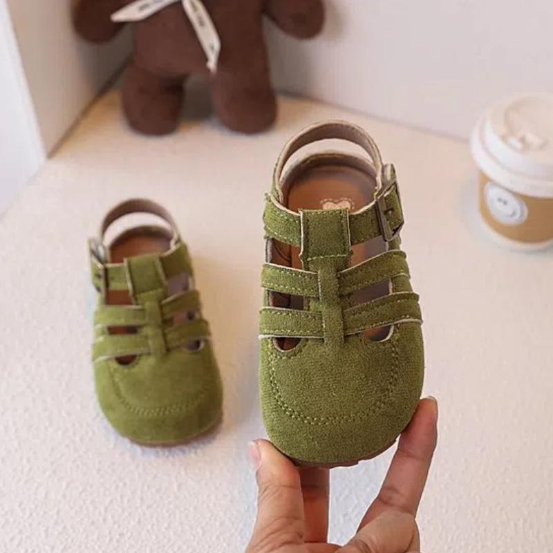 Summer Childern Sandals Suede Candy Color Minimalist Unisex Boys Girls Sliders Versatile Leisure Stylish Hollow-out Kids Shoes