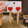 S925 Sterling Silver Heart-Shaped Rhinestone Pearl Studs: Two-Way Long Tassel Earrings