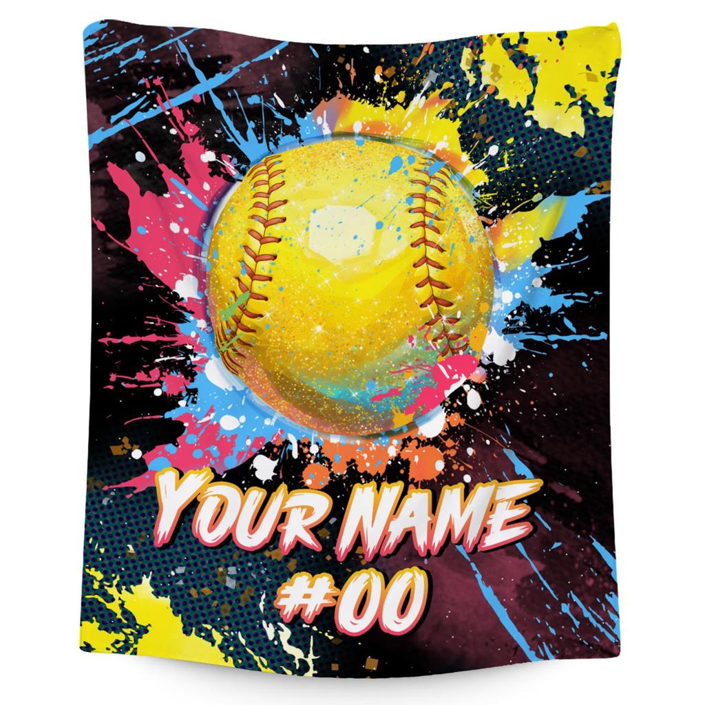 Softball Blanket, Fashion Softball Gifts for Girls Boys Teenagers, Super Soft Warm and Comfortable Throw Blanket for All Season