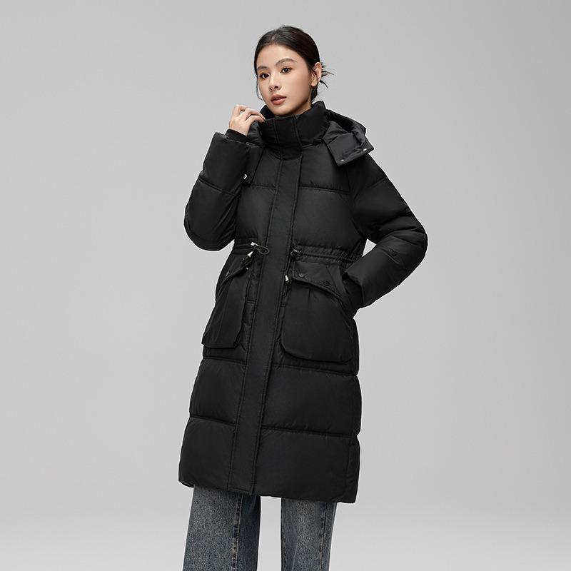 waist thin down cotton clothes women's long over the knee new fashion thickened warm cotton coat