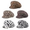 Hat Female summer leopard print zebra pattern octagonal hat duck tongue beret European and American face little painter hat