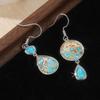 Retro Bohemian-style Colored Synthetic Turquoise Water Drop Shaped Dangle Earrings Women's Elegant Banquet Pendant Jewelry Gifts