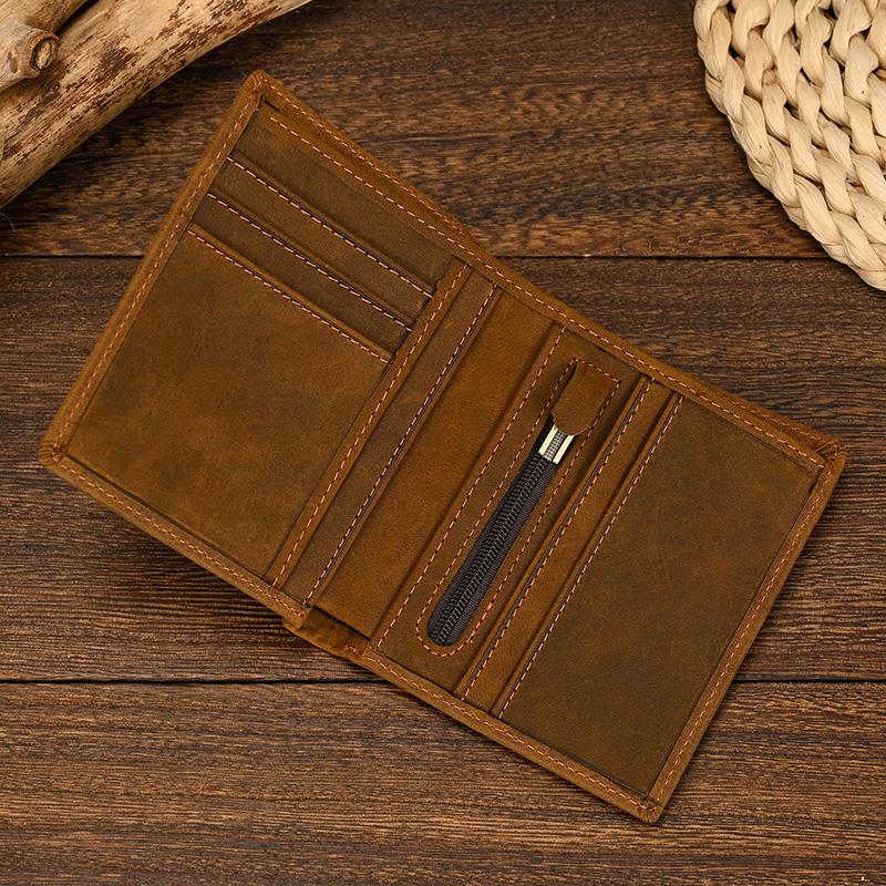 Hot Sale Bifold Leather Wallet Luxury Style Fashion Wallet For Men Leather Original Cowskin Short Purse 2 Folds Slim Purse Coins