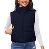 Women's Solid Color Fashionable Pocket Stand Up Collar Vest Jacket