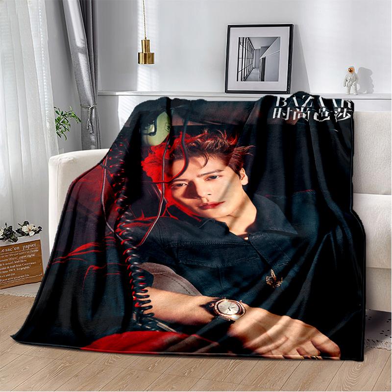 3D Jackson Wang Sångare Stjärna Mjuk Plyschfilt, Flanellfilt Kastafilt för Vardagsrum Sovrum Säng Soffa Picknick Barnpresent