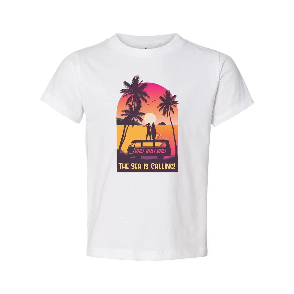 

Sunset Surfing Graphic Tee With Palm Trees And The Sea Is Calling For Summer Vac L