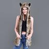 Fellimitat Mütze mit Schal und Handschuhen Set - Niedliches Plüschtier-Motiv Winter Warme Kopfbedeckung Damen Teens