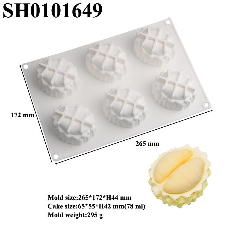 3D Fruchtmousse Silikon Kuchenformen: Birne, Apfel, Ananas, Pfirsich, Durian, Himbeere.