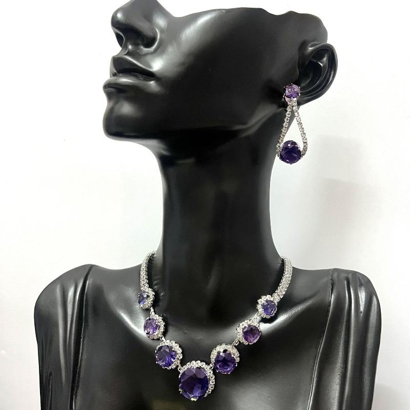 Two-Piece Set Of Zircon Necklace Women S Light Luxury Niche Collarbone Chain High Fashion Temperament Neck Chain Accessories фиолетовый