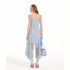 UNIFREE Blue Chiffon Camisole Dress with Plaid Patchwork