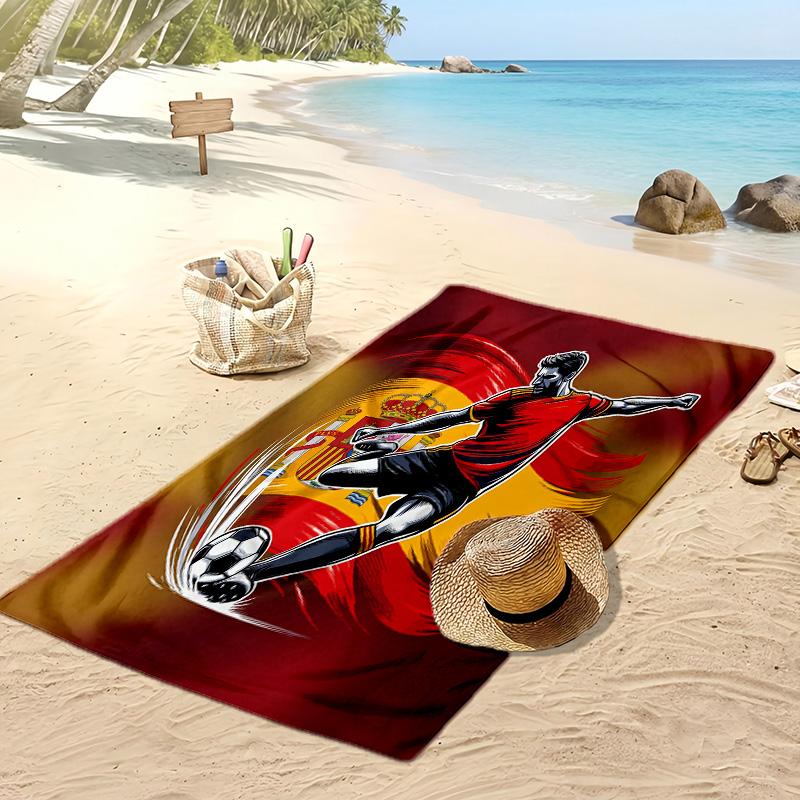 Spanien Fußball Druck Strandtuch Schnelltrocknend Super Saugfähig Weiches Badetuch für Schwimmen Strand Reisen Fan Souvenir Geschenk