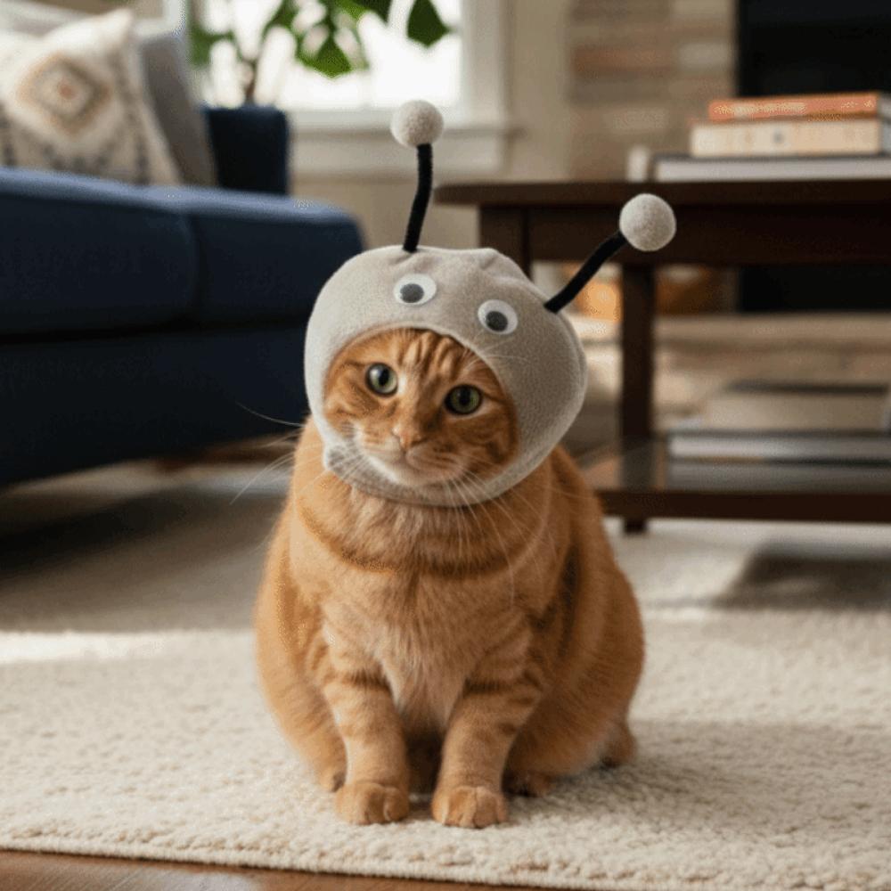 Funny Warm Cat Bee Headdress Adjustable Cartoon Pet Cosplay Hat with Active Eyes Soft Cat Decorative Hat for Puppy Dogs Cats