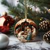 12pcs Christmas Tree Wooden Ornament Wood Nativity Scene Pendant Decor  2D Painted Christmas Tree Nativity Ornament