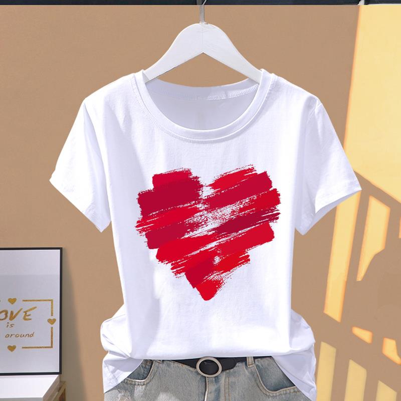 (Asian Size)  Print Casual sweet love trend style Women's Top Short Sleeve T-shirts Fashion Female T Clothing  Graphic Tee