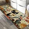 1Pcs Anti Fatigue Kitchen Rugs,Floral Black Cat Print Waterproof Non-Slip Thick Cushioned Kitchen Mat Heavy Duty Comfort Standing Mat for Kitchen